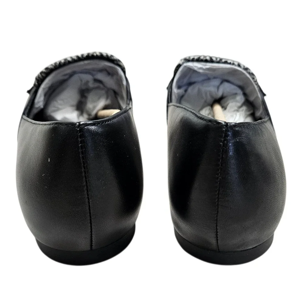 Naturalizer Loafers Womens 9 WIDE  Black‎ Herringbone Leather Mixed Media Flats